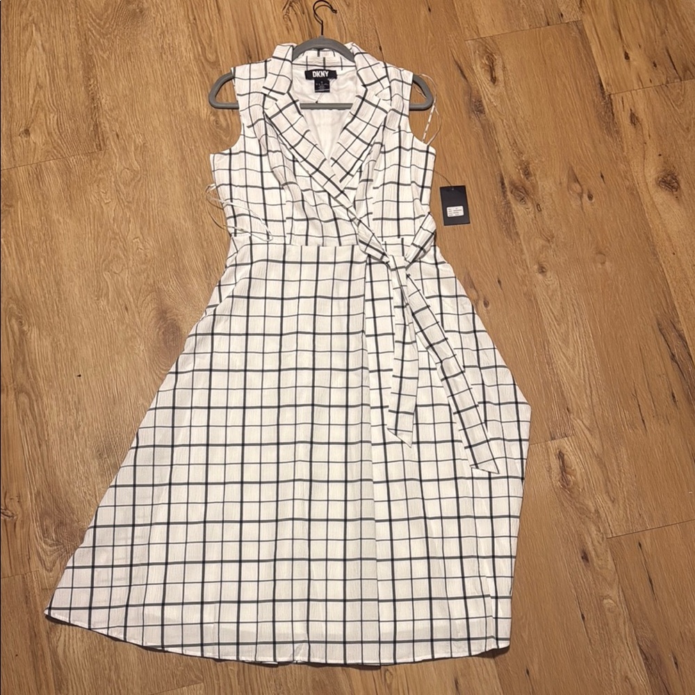 DKNY White and Black Checkered Women's Dress